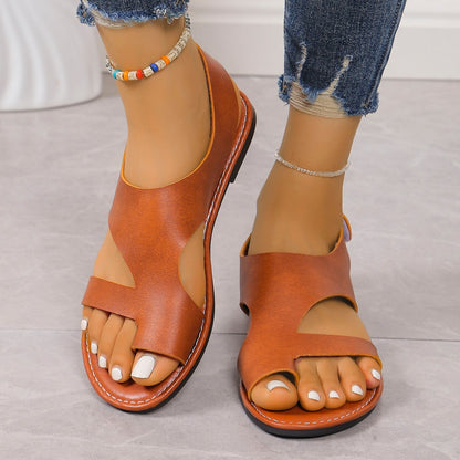 Sandales plates à bout velcro pour femmes