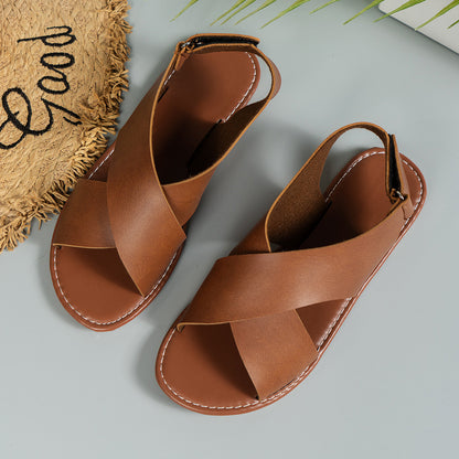 Sandales Plates en Cuir pour Femmes - Été 2025