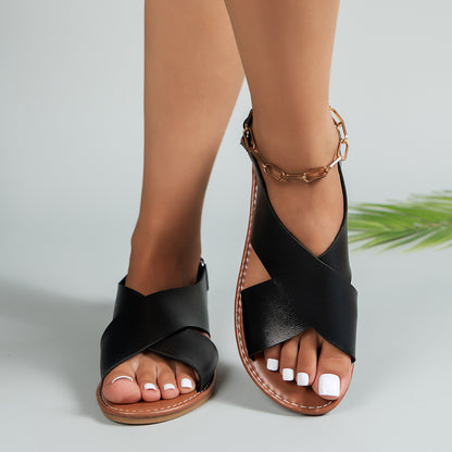 Sandales Plates en Cuir pour Femmes - Été 2025