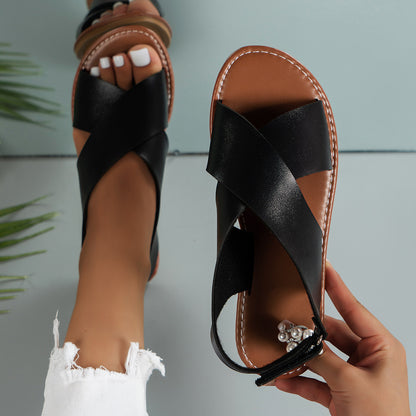 Sandales Plates en Cuir pour Femmes - Été 2025